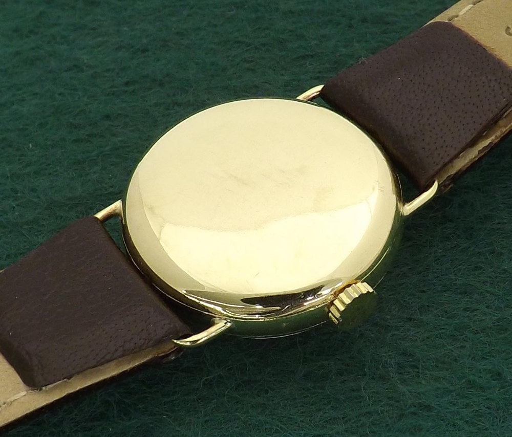 Omega 9ct wire-lug mid-size wristwatch, Birmingham 1939, circa 1939, 15 jewel movement, no. 9097044, - Image 2 of 3