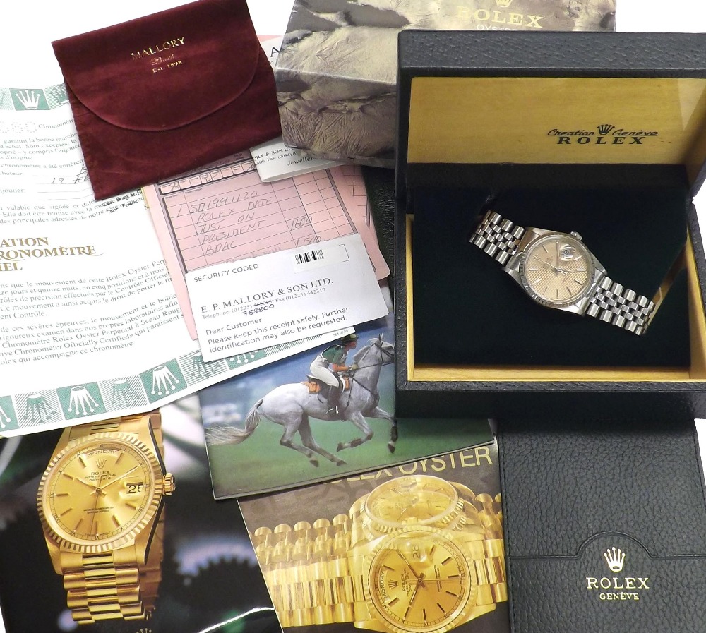 Rolex Oyster Perpetual Datejust stainless steel gentleman's bracelet watch, ref. 16220, no. U889xxx,