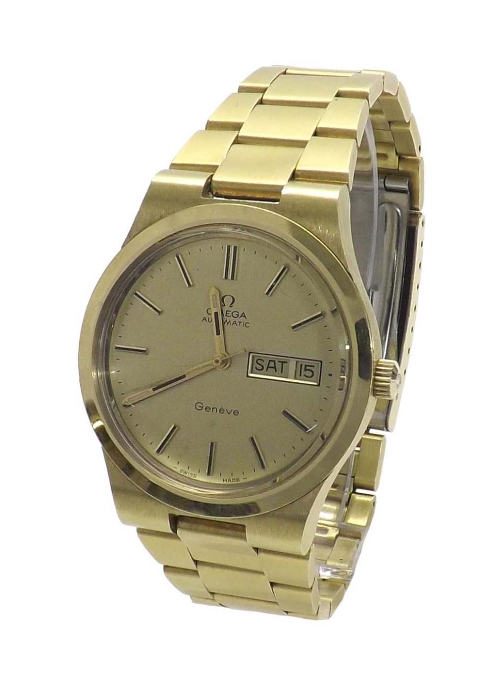 Omega Geneve automatic gold plated gentleman's bracelet watch, circa 1972, ref. 166 0174, circular