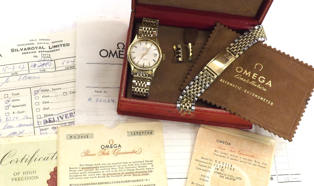 Omega Constellation Chronometer automatic 14k gold capped stainless steel gentleman's bracelet