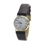 Omega 9ct wire-lug mid-size wristwatch, Birmingham 1939, circa 1939, 15 jewel movement, no. 9097044,