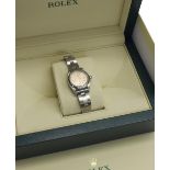 Rolex Oyster Perpetual stainless steel and white gold lady's bracelet watch, ref. 76094, ser. no.