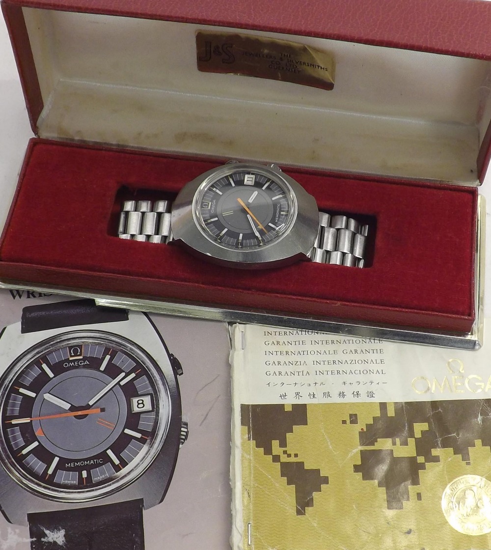 Omega Memomatic stainless steel gentleman's bracelet watch, circa 1974, ref. ST 166.071, the
