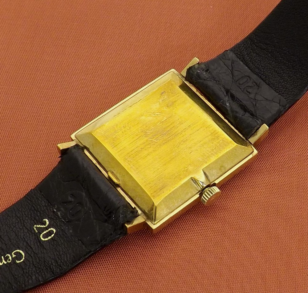 Omega De Ville 9ct square gentleman's wristwatch, circa 1970, the gilt dial with baton markers, cal. - Image 2 of 2