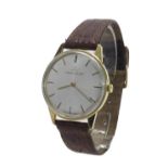 (575050026) Jaeger Le Coultre 9ct gentleman's wristwatch, London 1968, silvered dial with hour baton