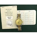 (401305-3-A) Rolex Oyster Perpetual Datejust gold and stainless steel mid-size bracelet watch,