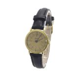 Piaget 18k lady's wristwatch, ref. 928, brushed gilt dial with baton markers, 9P 18 jewel