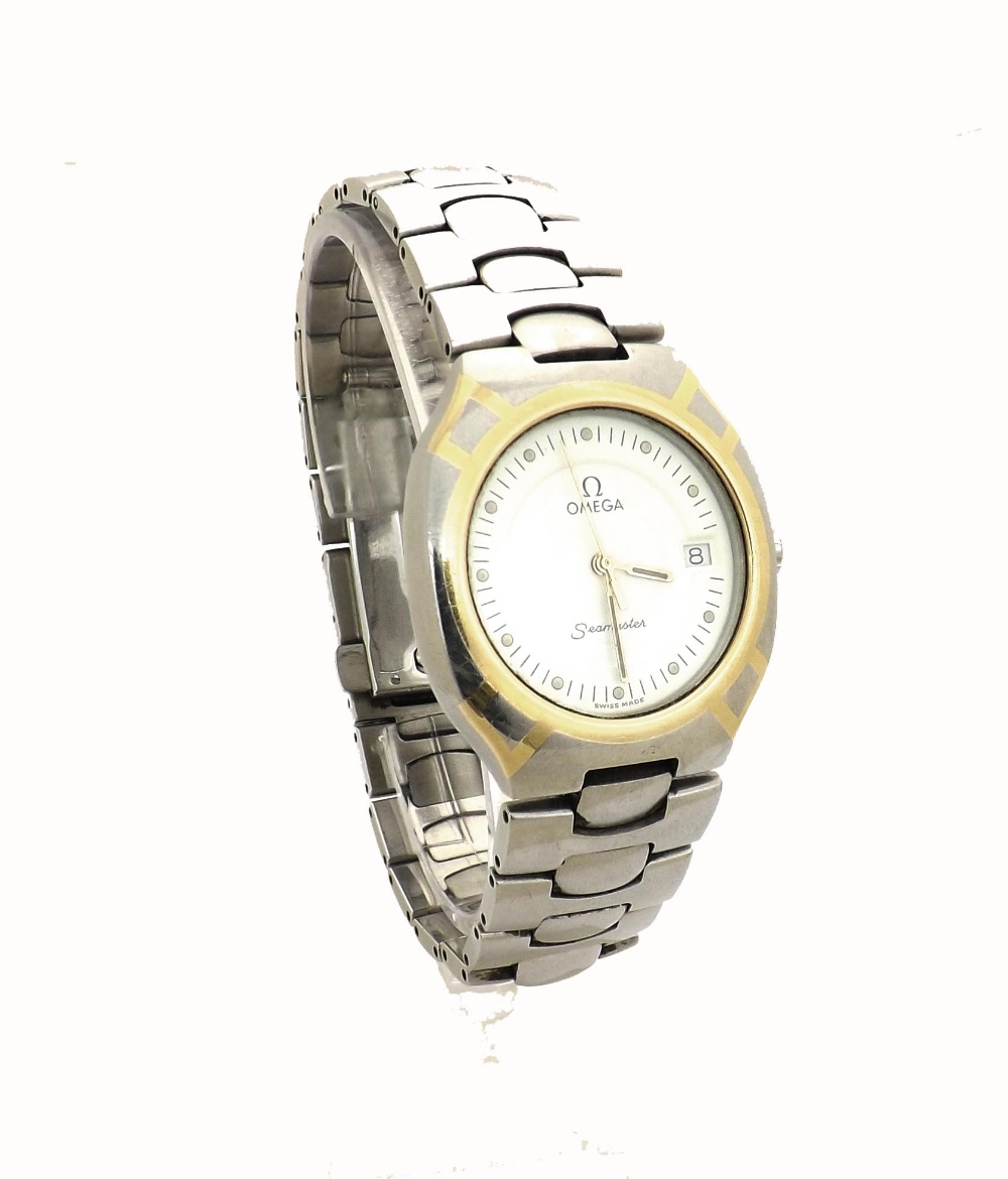 Omega Seamaster Polaris stainless steel and gold gentleman's bracelet watch, ref. 3961022 3961222,