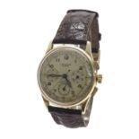 Universal Compax 18k chronograph gentleman's wristwatch, ref. 12294, circa 1949, the silvered dial