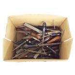 Large quantity of small rasps and files, many with turned wooden handles