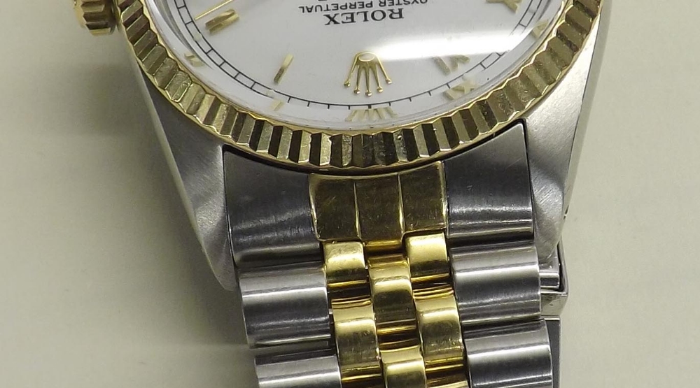 Rolex Oyster Perpetual Datejust gold and stainless steel gentleman's bracelet watch, ref. 16013, no. - Image 7 of 7