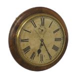 Unusual single fusee 12" wall dial clock, with slow/fast subsidiary dial and platform escapement,