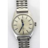 Omega Geneve stainless steel lady's bracelet watch, circa 1970, ref. 535.014, silvered dial with