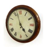 Mahogany single fusee 12" wall dial clock, within a turned surround