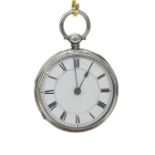 Silver fusee lever pocket watch, London 1883, signed Mary Aitken, Kenilworth, no. 1884, the two-part