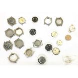Collection of assorted US Military watch parts to include Elgin, Hamilton and Waltham cases and