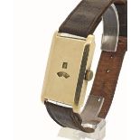 Early 9ct rectangular digital wristwatch, import hallmarks for Glasgow 1932, with apertures for hour