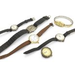 Six assorted early 20th century wristwatches in need of repair (6)