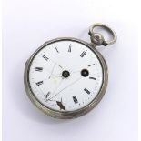 Small Continental silver verge pocket watch, 34mm (at fault)
