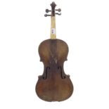 Late 19th century violin labelled George Kloz..., 14", 35.60cm