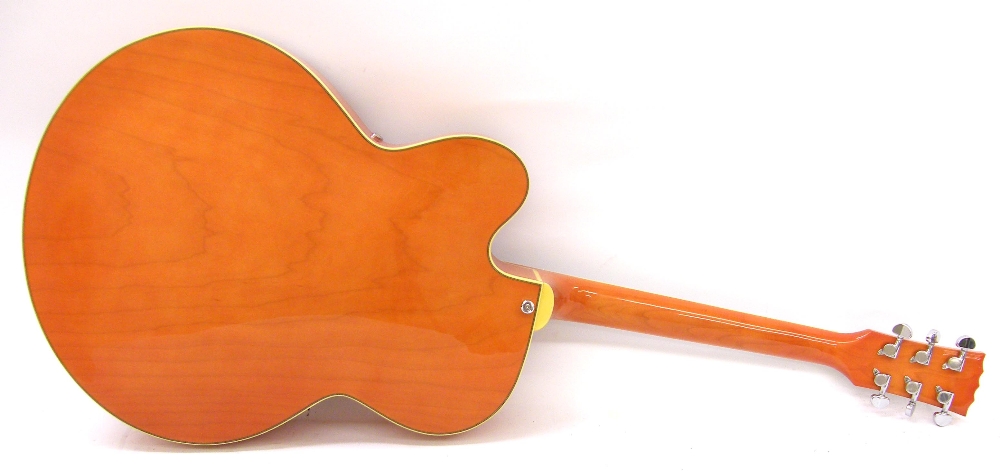 Vintage VSA850OR electric archtop guitar, orange finish, electrics appear to be in working order, - Image 2 of 2