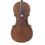 Late 19th century violoncello in need of restoration, 29 1/4", 74.20cm