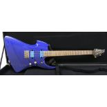 Maverick X-1HT electric guitar, ser. no. 0017, signed to the back Custom HT.LB, metallic blue finish