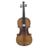 J.T.L. violin labelled Copie de Laurentius Guadagnini..., 14 1/16", 35.70cm