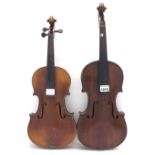 French three-quarter size Medio Fino violin, 13 3/16", 33.50cm; also a mid 20th century French Strad