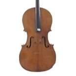 Late 19th century German violoncello in need of some restoration, 29 3/4", 75.60cm