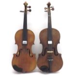 German violin circa 1910, 14 1/16", 35.70cm; also an Austrian Stradivari copy violin circa 1930,
