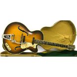 1958 Hofner President electric archtop guitar, ser. no. 4926, sunburst finish with various wear