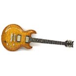 DBZ Imperial electric guitar, made in Korea, ser. no. W21B0409, amber flame maple finish,