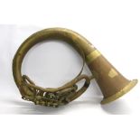 Copper and brass helicon tuba signed J.A Rott Prague, with four rotary valves (a.f)
