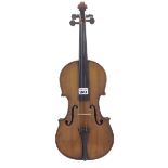 French violin labelled Dulcis et Fortis, 14 1/16", 35.70cm