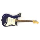 Squier by Fender Affinity series Strat electric guitar, midnight blue finish, electrics appear to be