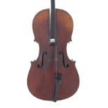 Good late 19th century Mittenwald violoncello, the two piece back of plainish wood with similar wood
