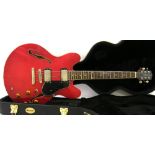 Tanglewood TSB59 hollow body electric guitar, ser. no. 03122500313, cherry finish, electrics