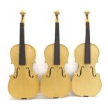 Three good contemporary violas in the white, all 16", 40.60cm (3)