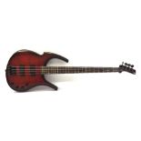 Parker PB51TR bass guitar, circa 2008, ser. no. 07110512, trans red finish, electrics appear to be