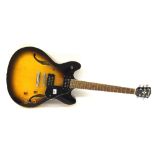 Washburn HB30TS hollow body electric guitar, made in China, ser. no. N06050055, sunburst finish,