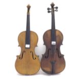 Markneukirchen Maggini copy violin, 14 3/8", 36.50cm; also another Markneukirchen violin circa 1920,