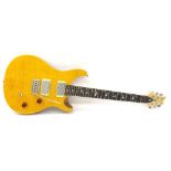 Paul Reed Smith (PRS) SE Custom 24 electric guitar, amber flame finish, upgraded with a matching set