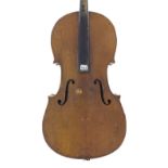 Early 20th century violoncello in need of restoration, 29 3/4", 75.60cm