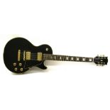 Univox Les Paul style electric guitar, black finish with various minor imperfections, electrics