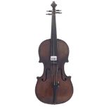 Late 19th century violin stamped A/S below the button on the back, 14 1/8", 35.90cm