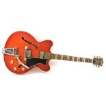1962 Hofner Verithin Bigsby hollow body electric guitar, ser. no. 1336, cherry finish with typical