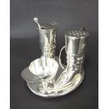 Novelty silver plated cruet of hunting interest, 4" high