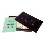 Cased Mahjong set, the box with calligraphy decoration, 10.5" long