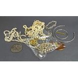 Collection of costume jewellery to include pearl necklaces, silver choker and an amber brooch